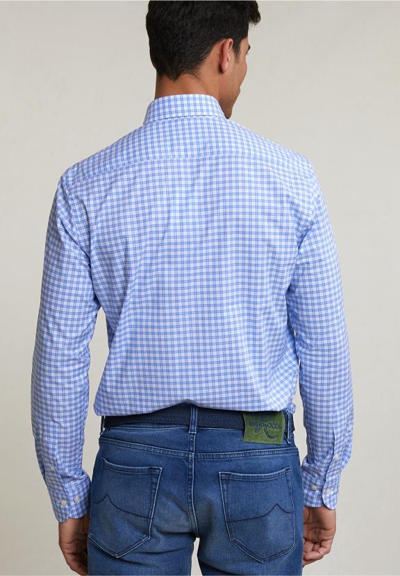 Custom Fit Checked Shirt Blue/White - Bleu