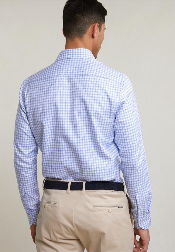 Custom Fit Checked Shirt Blue/White - Bleu
