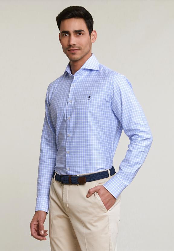 Custom Fit Checked Shirt Blue/White - Mix
