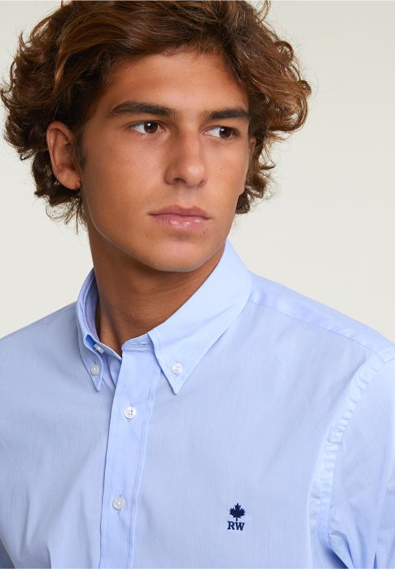 Slim Fit Uni Shirt Performance Stretch Blue - Bleu