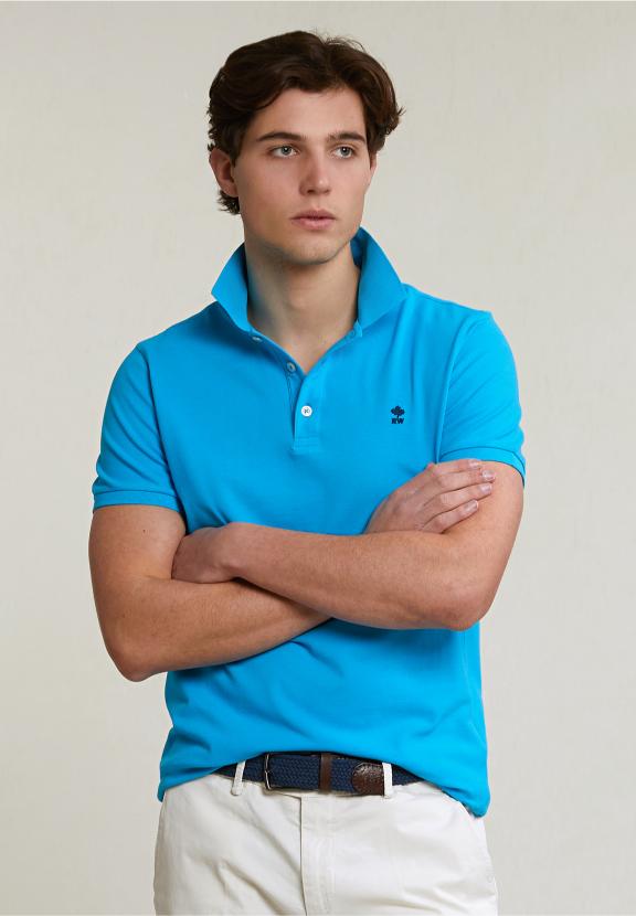 Custom Fit Basic Pima Cotton Polo Electric Blue - Bleu
