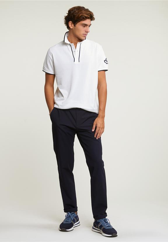 Custom Fit Sporty Stretch Polo Off White - Blanc