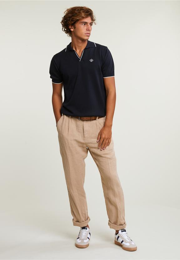 Custom Fit Pima Cotton Polo Sweater Short Sleeves Dk Navy - Bleu