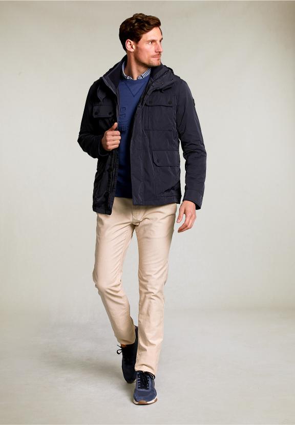 Short Jacket Applied Pockets Navy - Bleu