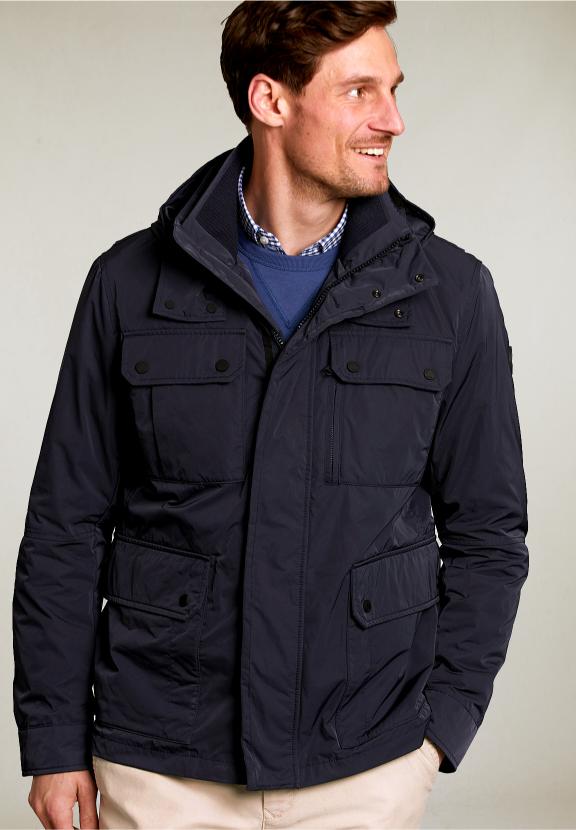 Short Jacket Applied Pockets Navy - Bleu