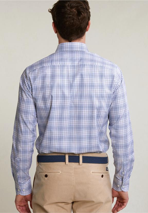 Custom Fit Checked Shirt Blue/Beige - Bleu