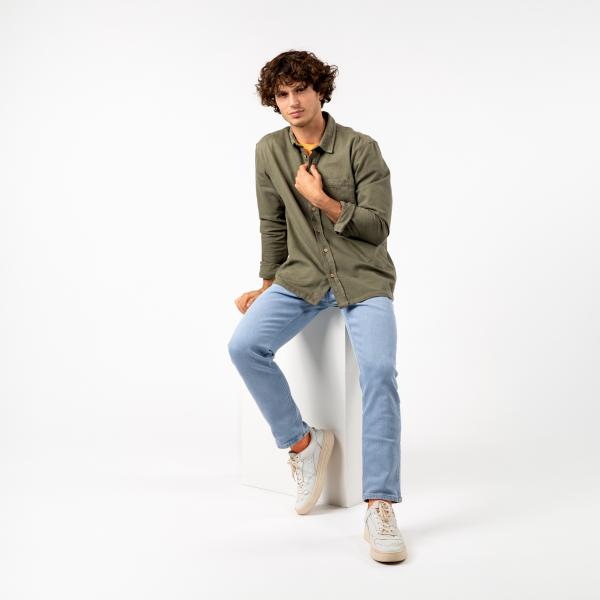 Surchemise en denim - Kaki - Vert