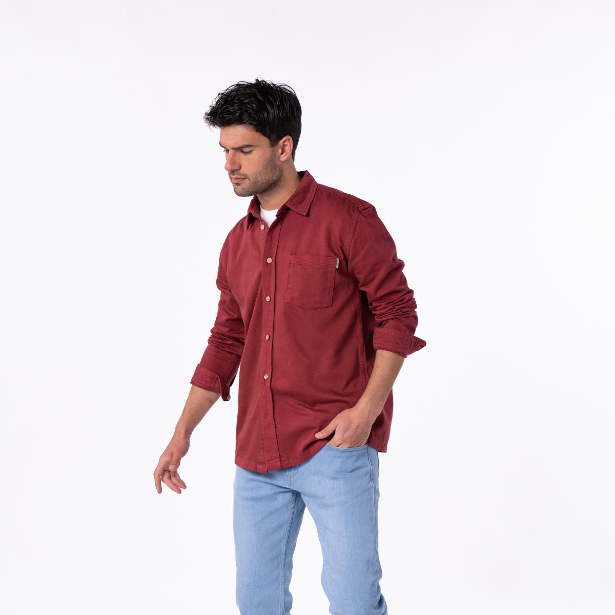 Surchemise en denim - Bordeaux - Rouge