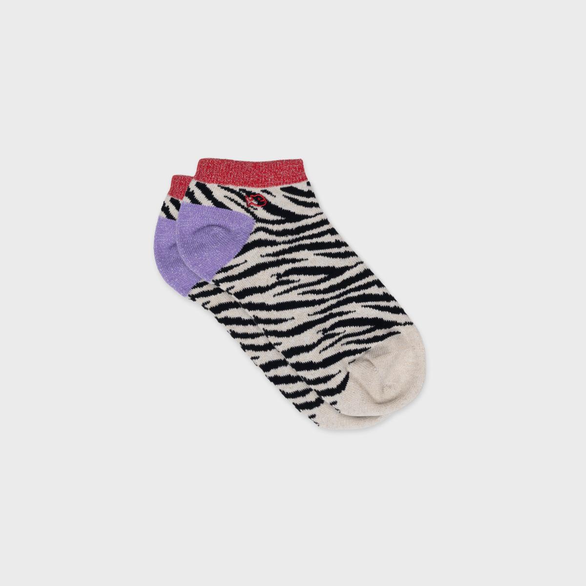 Socquettes animaux en coton peigné - Vache, noir et blanc