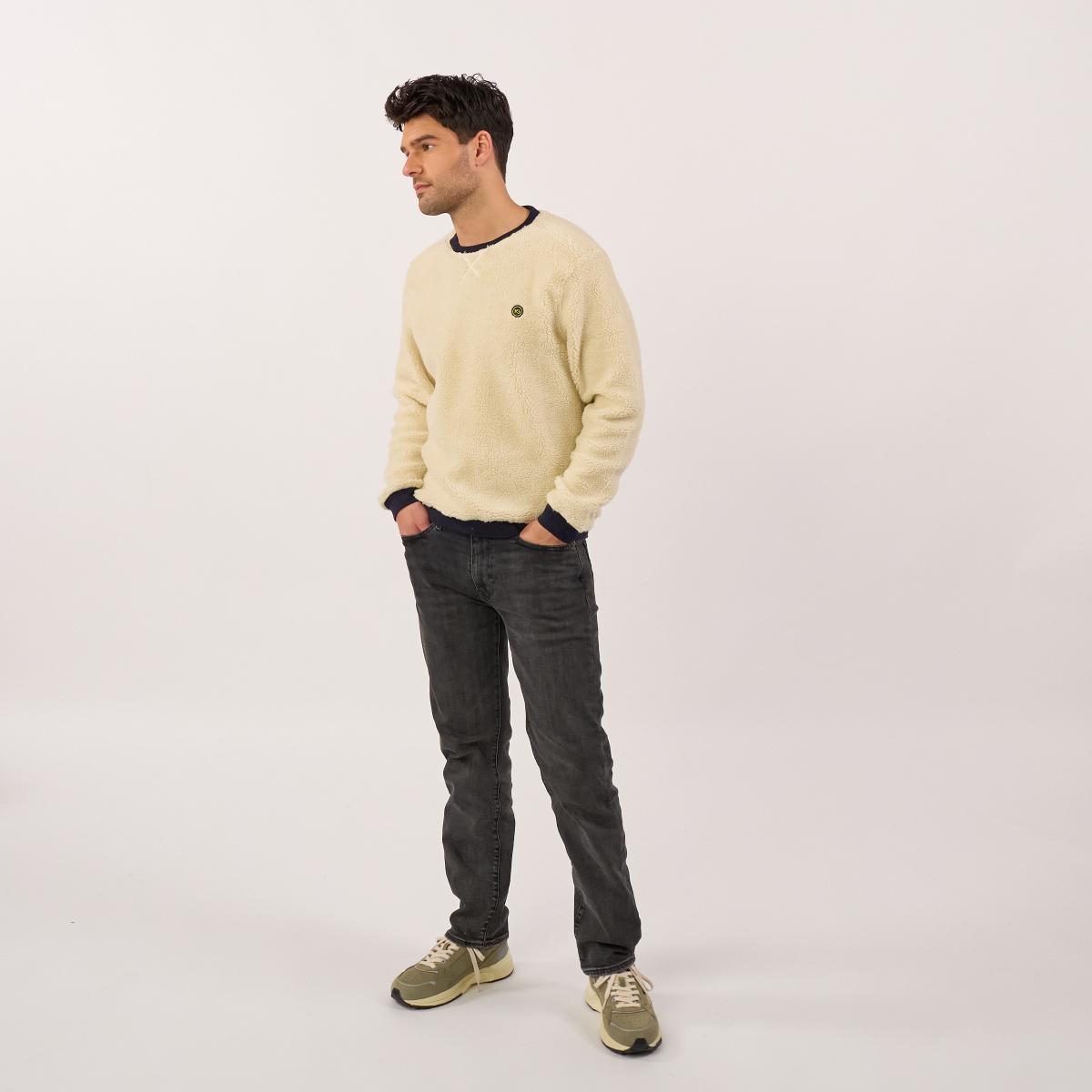 Pull en sherpa en col rond - Beige