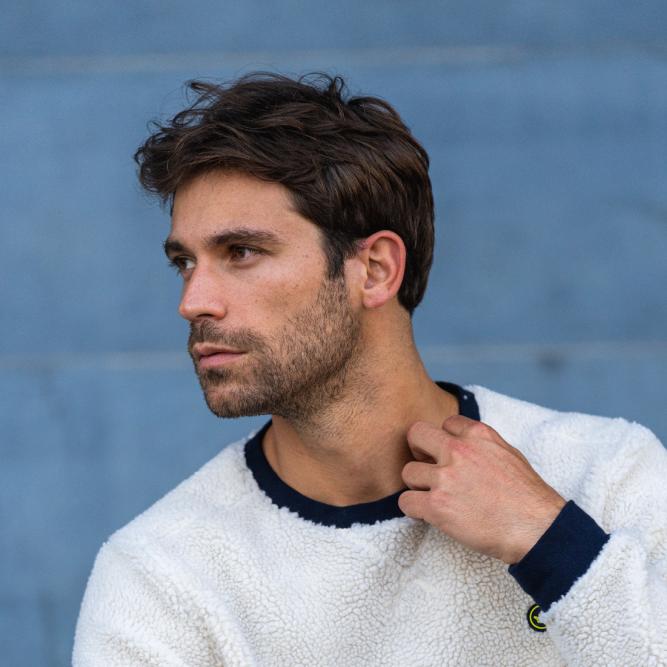Pull en sherpa en col rond - Beige