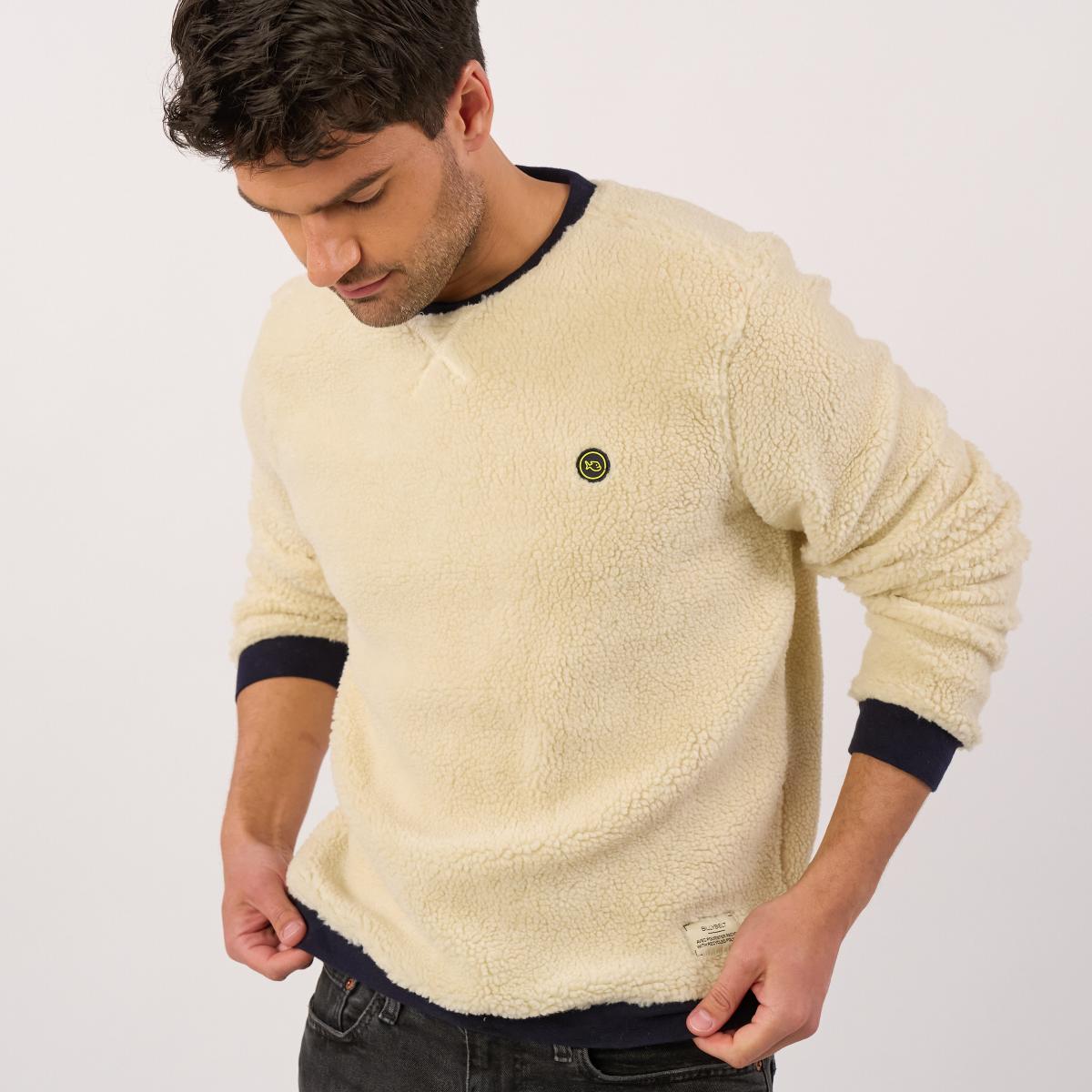 Pull en sherpa en col rond - Beige