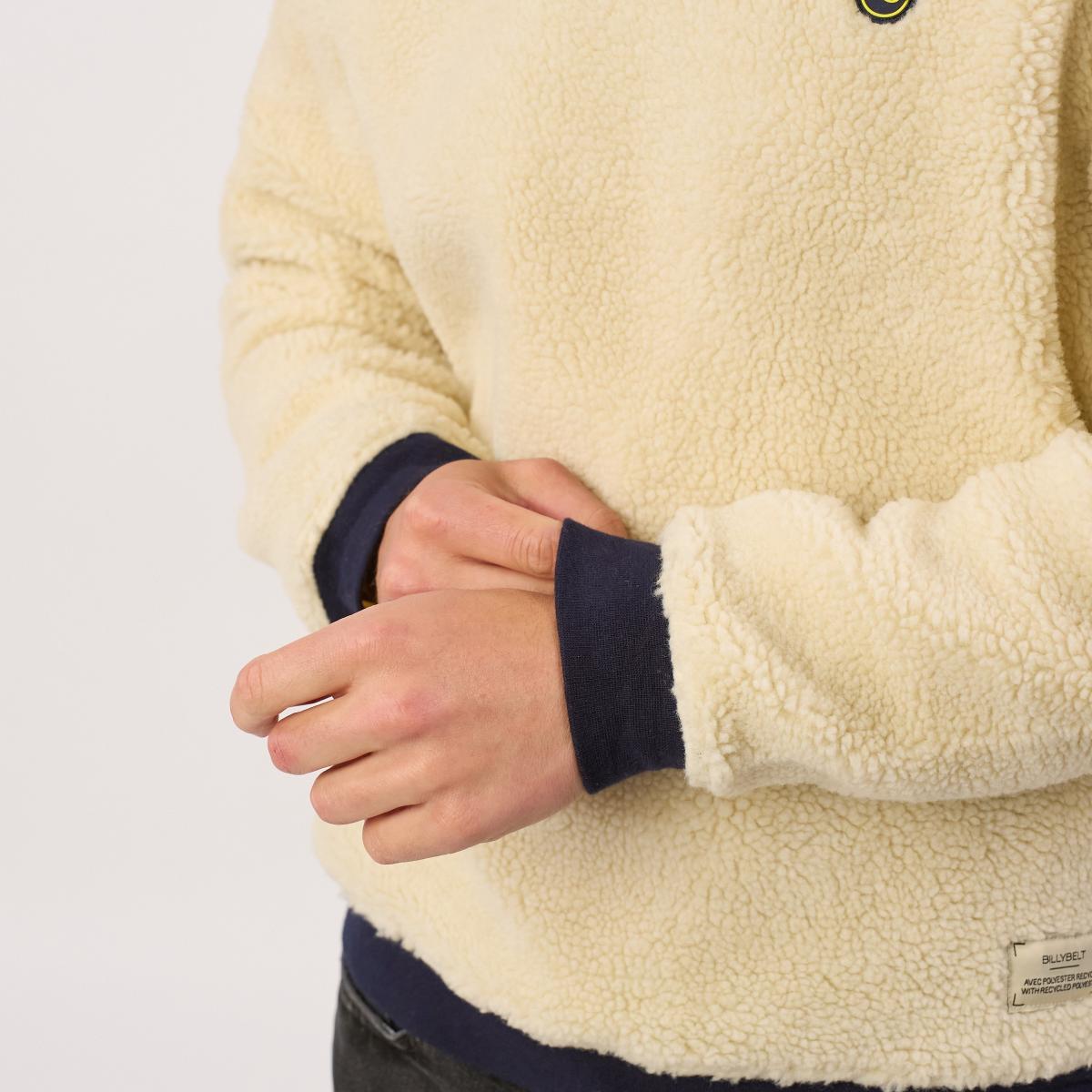Pull en sherpa en col rond - Beige