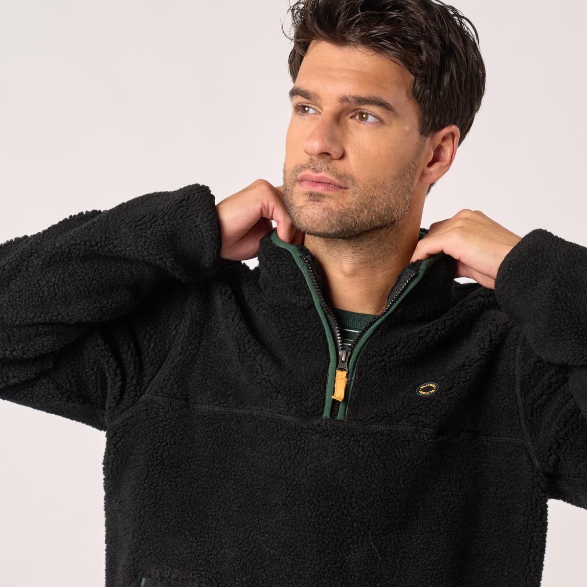 Pull en sherpa en col zippé - Noir