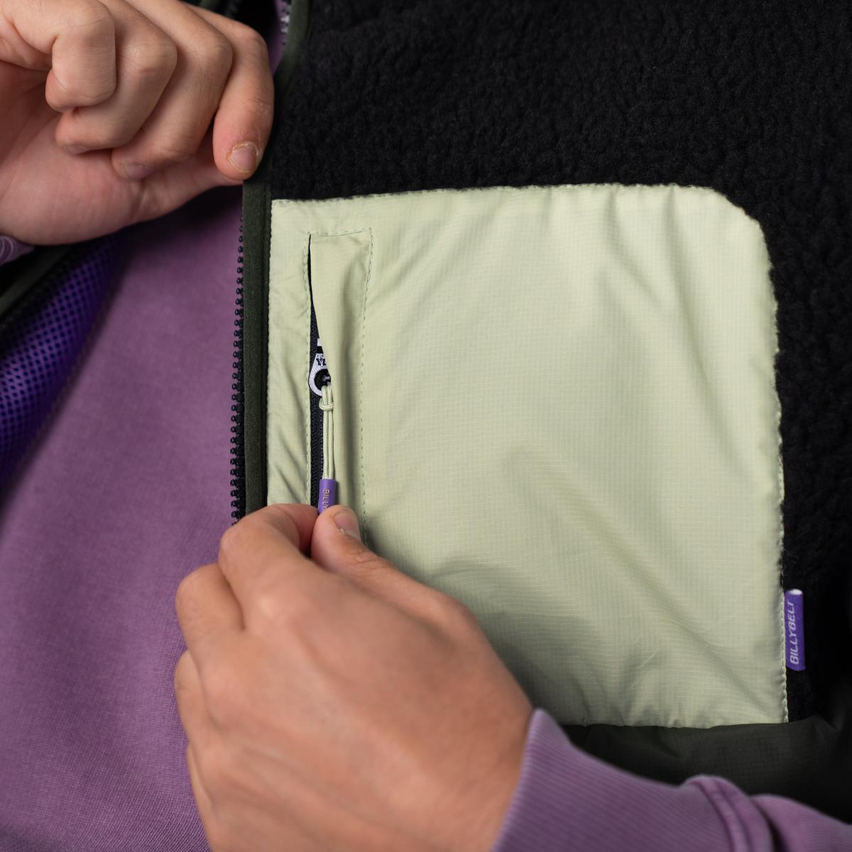 Veste bi-matières sans manches - Noir et vert