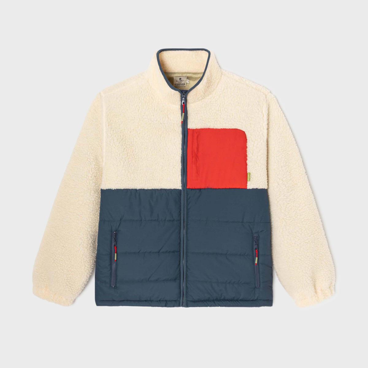 Veste bi-matières manches longues - Ivoire et marine - Beige