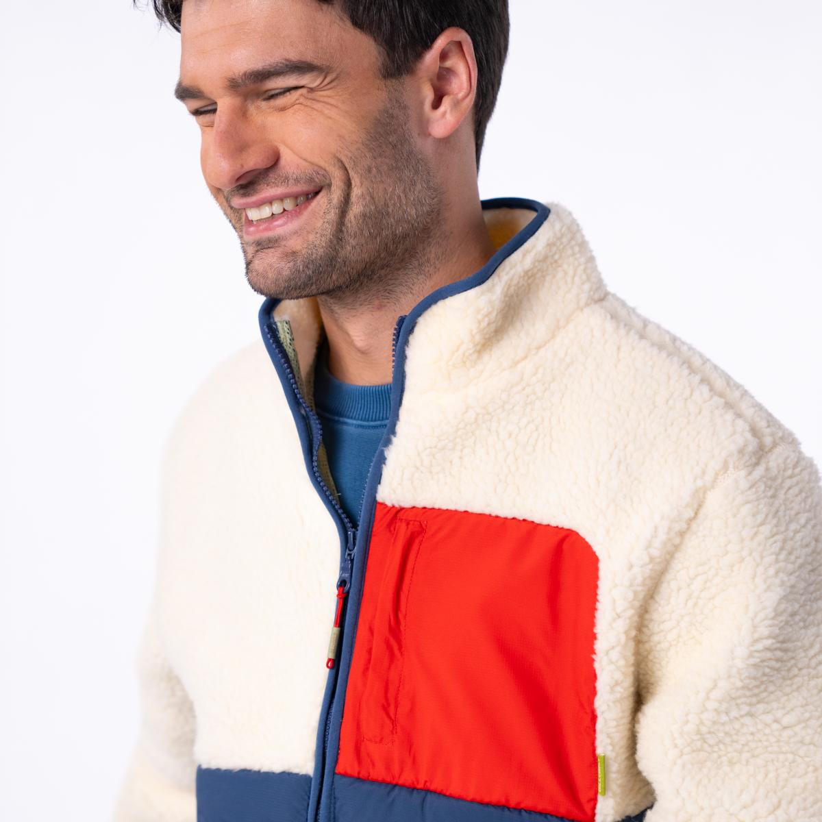 Veste bi-matières manches longues - Ivoire et marine - Beige