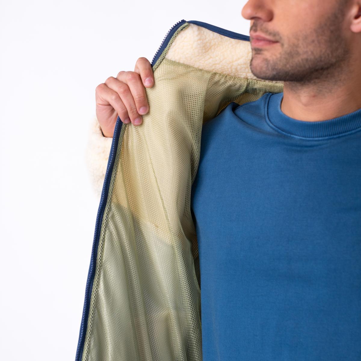 Veste bi-matières manches longues - Ivoire et marine - Beige