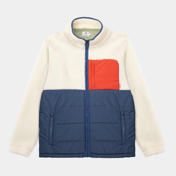 Veste bi-matières manches longues - Ivoire et marine - Beige