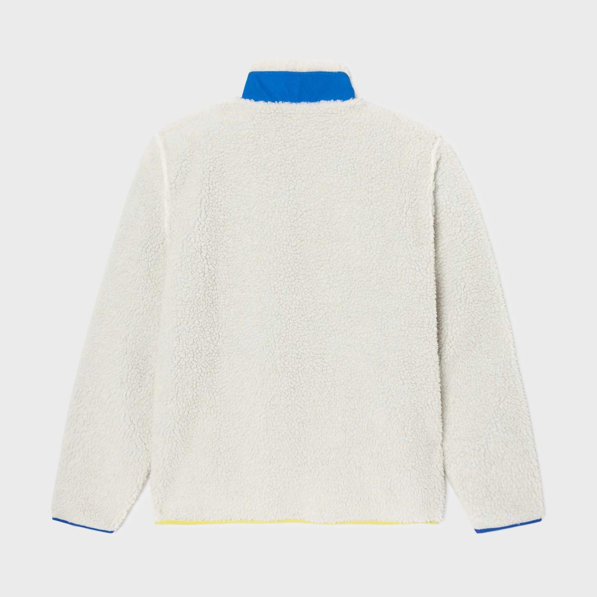 Veste en sherpa unisexe zippée manches longues - Ivoire et bleu - Beige