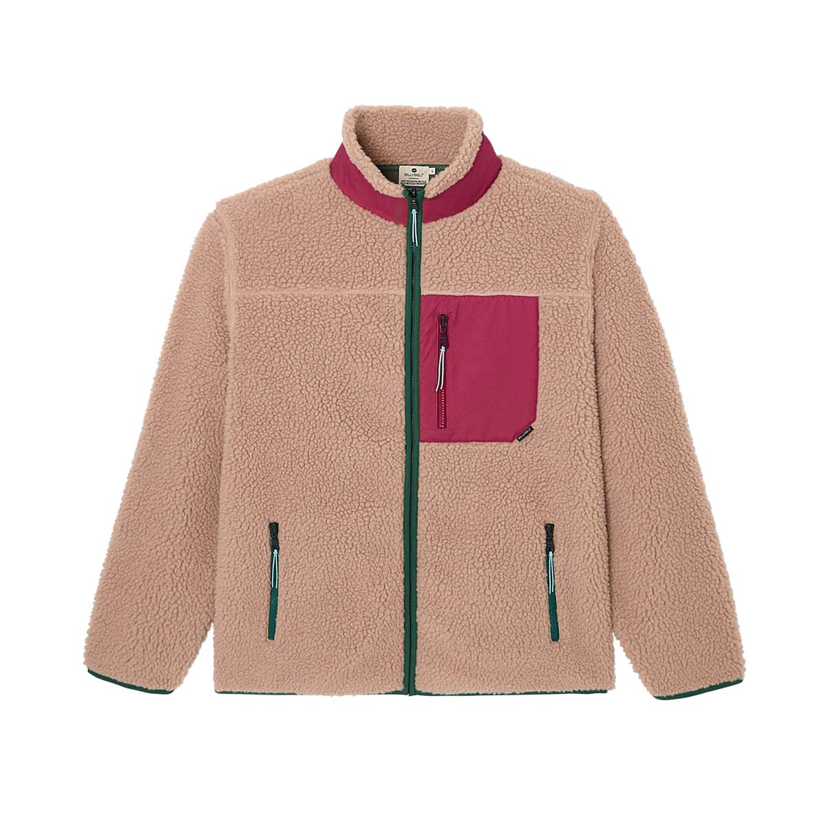 Veste en sherpa unisexe zippée manches longues - Naturel et bordeaux - Marron