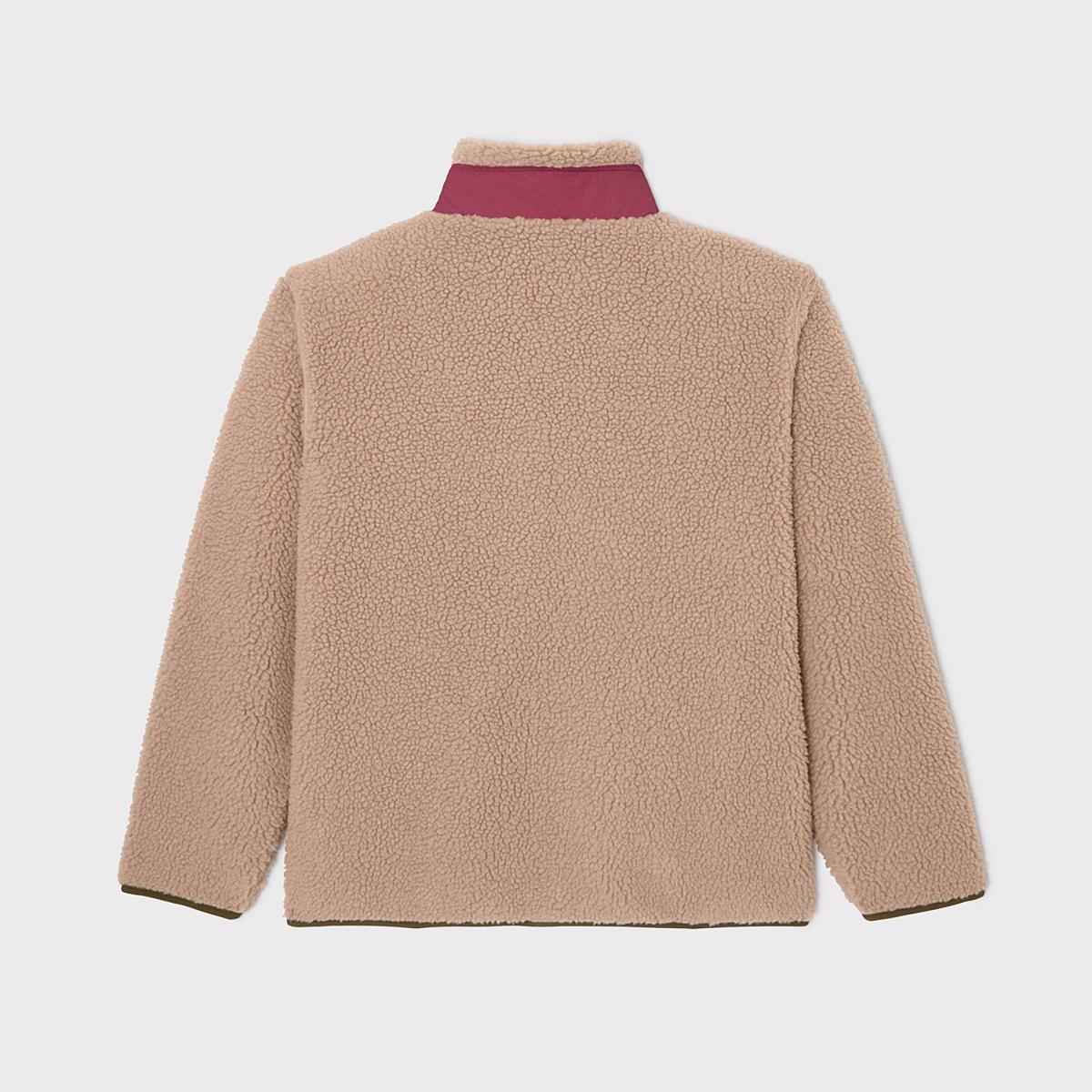 Veste en sherpa unisexe zippée manches longues - Naturel et bordeaux - Marron
