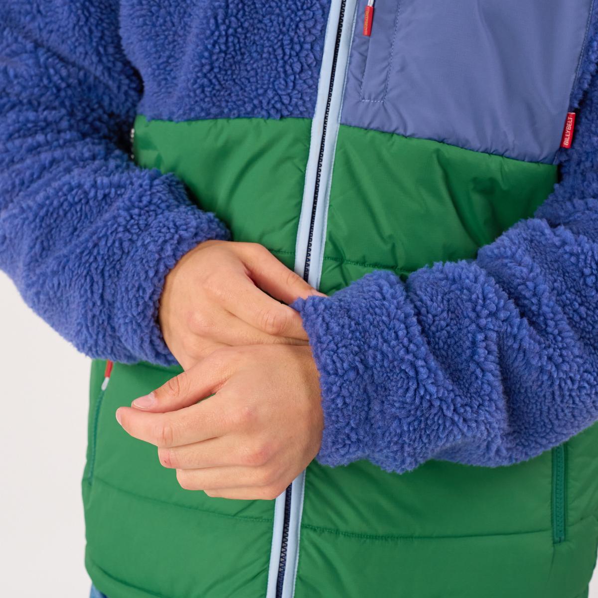 Veste bi-matières manches longues - Bleu et vert