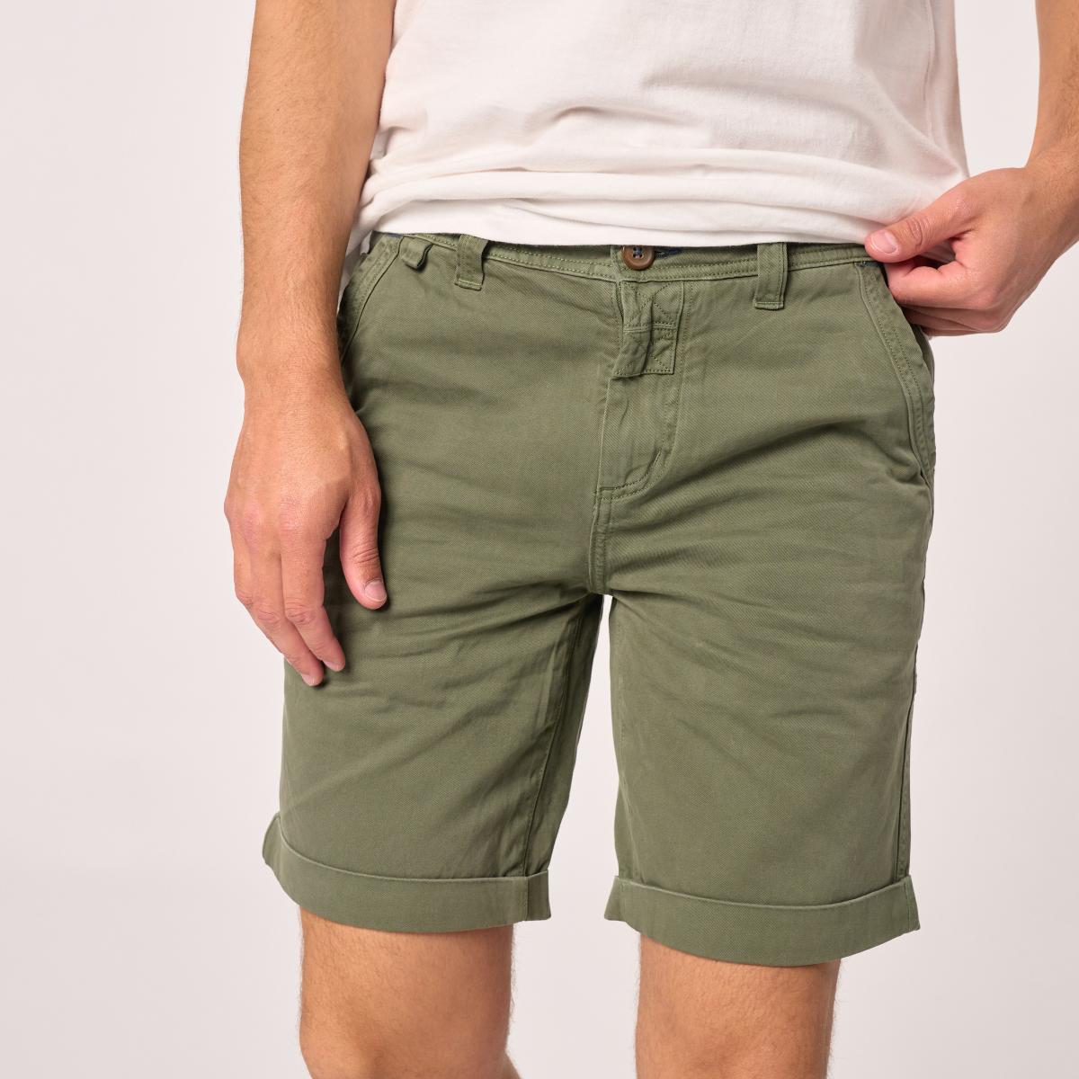 Bermuda en 100% coton bio - Kaki - Vert