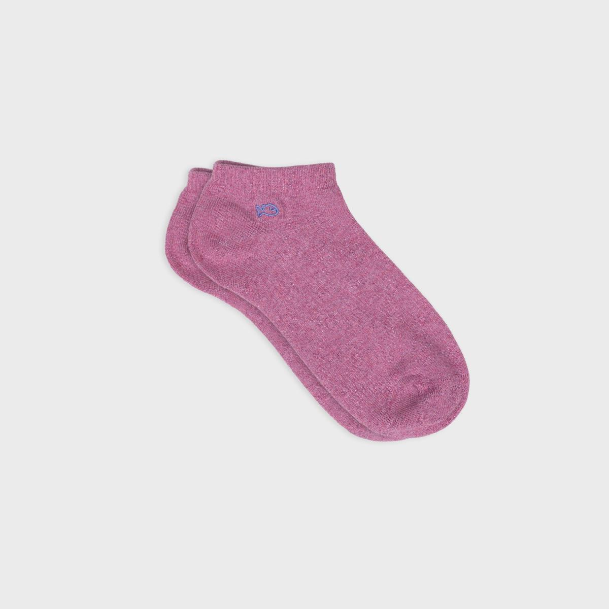 Socquettes unies en coton peigné - Pailletées, Rose pâle