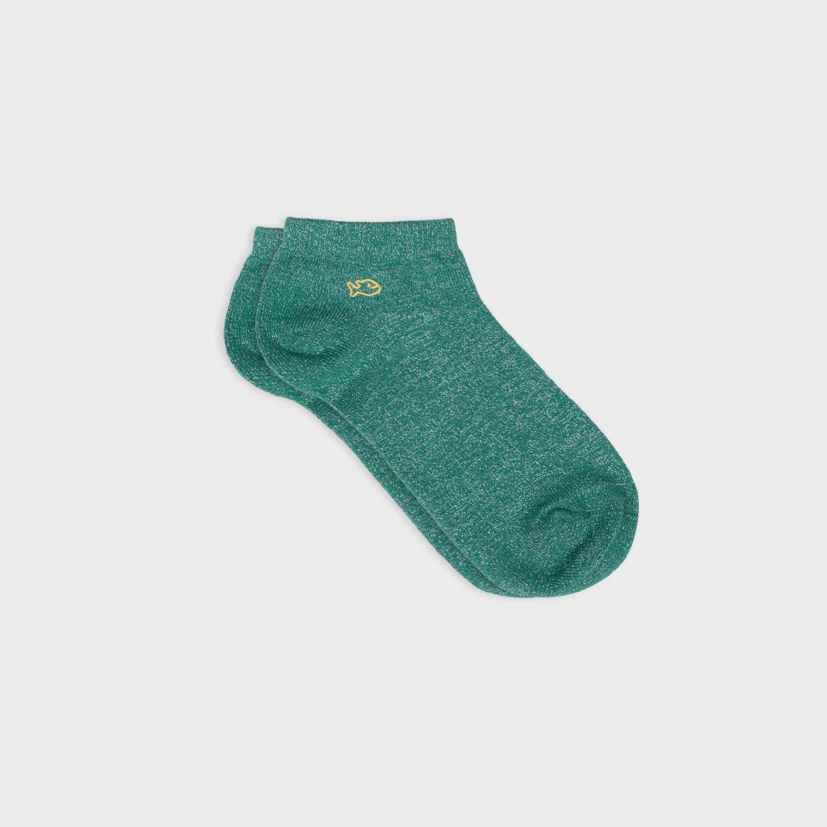 Socquettes unies en coton peigné - Pailletées, Vert