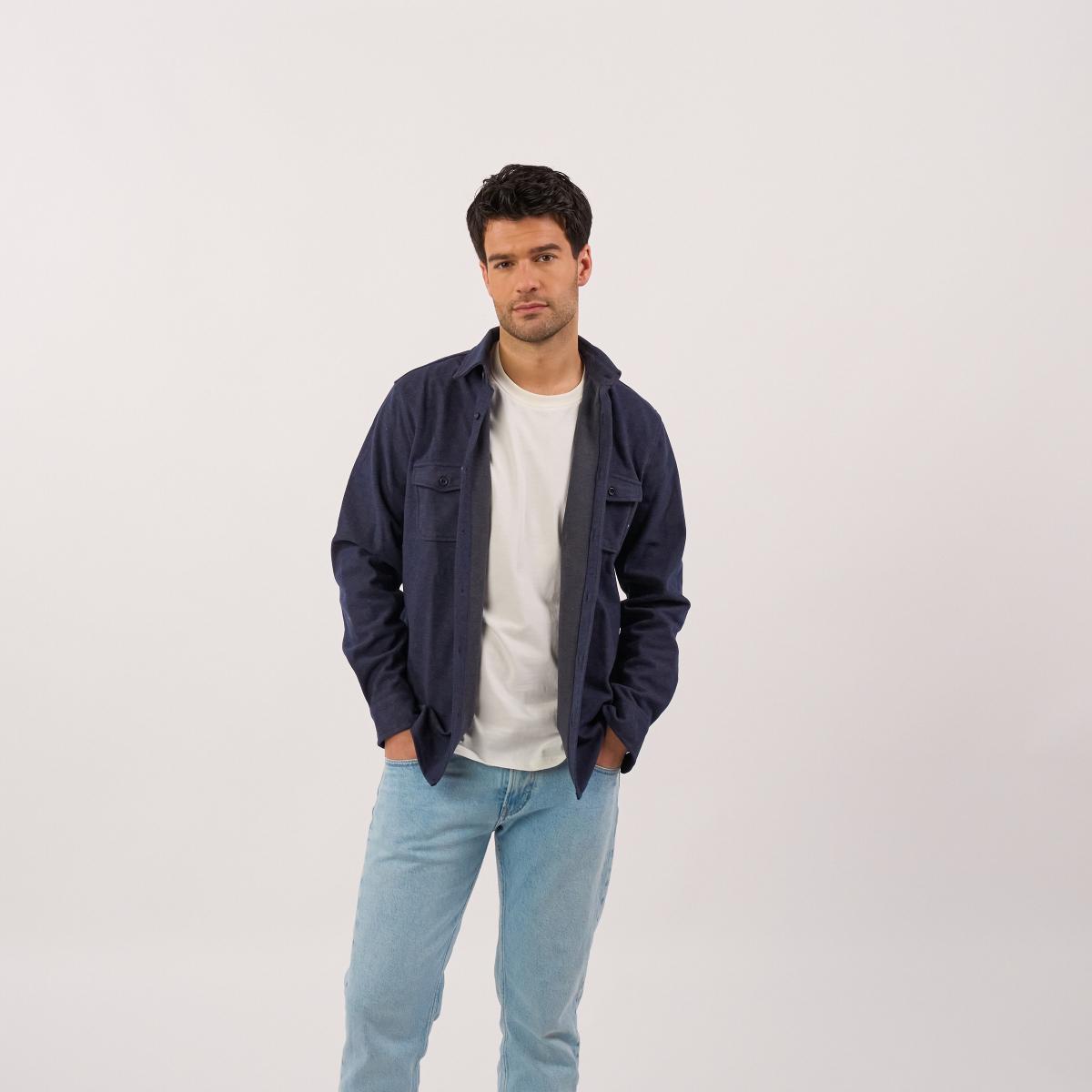 Surchemise en maille infroissable - Marine - Bleu