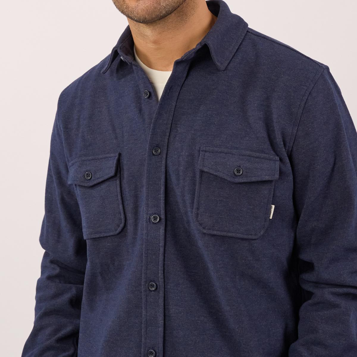 Surchemise en maille infroissable - Marine - Bleu