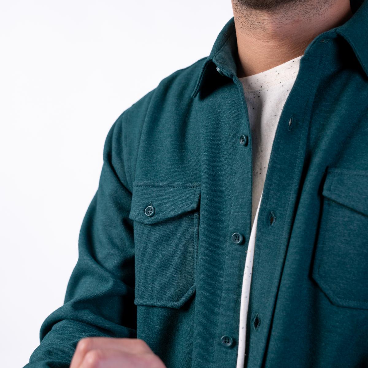 Surchemise en maille infroissable - Vert foncé