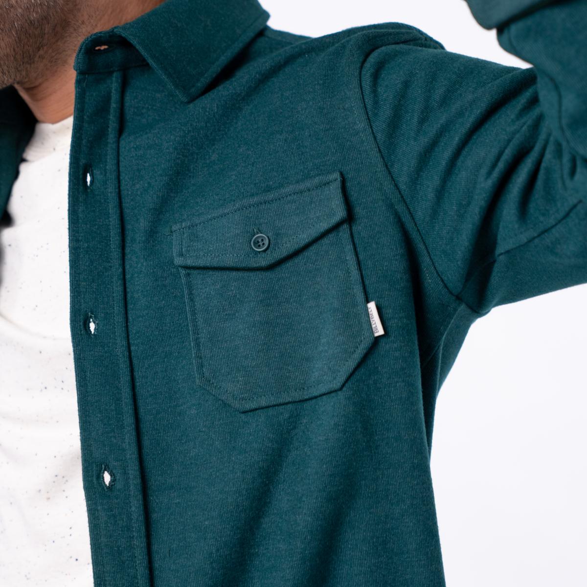 Surchemise en maille infroissable - Vert foncé