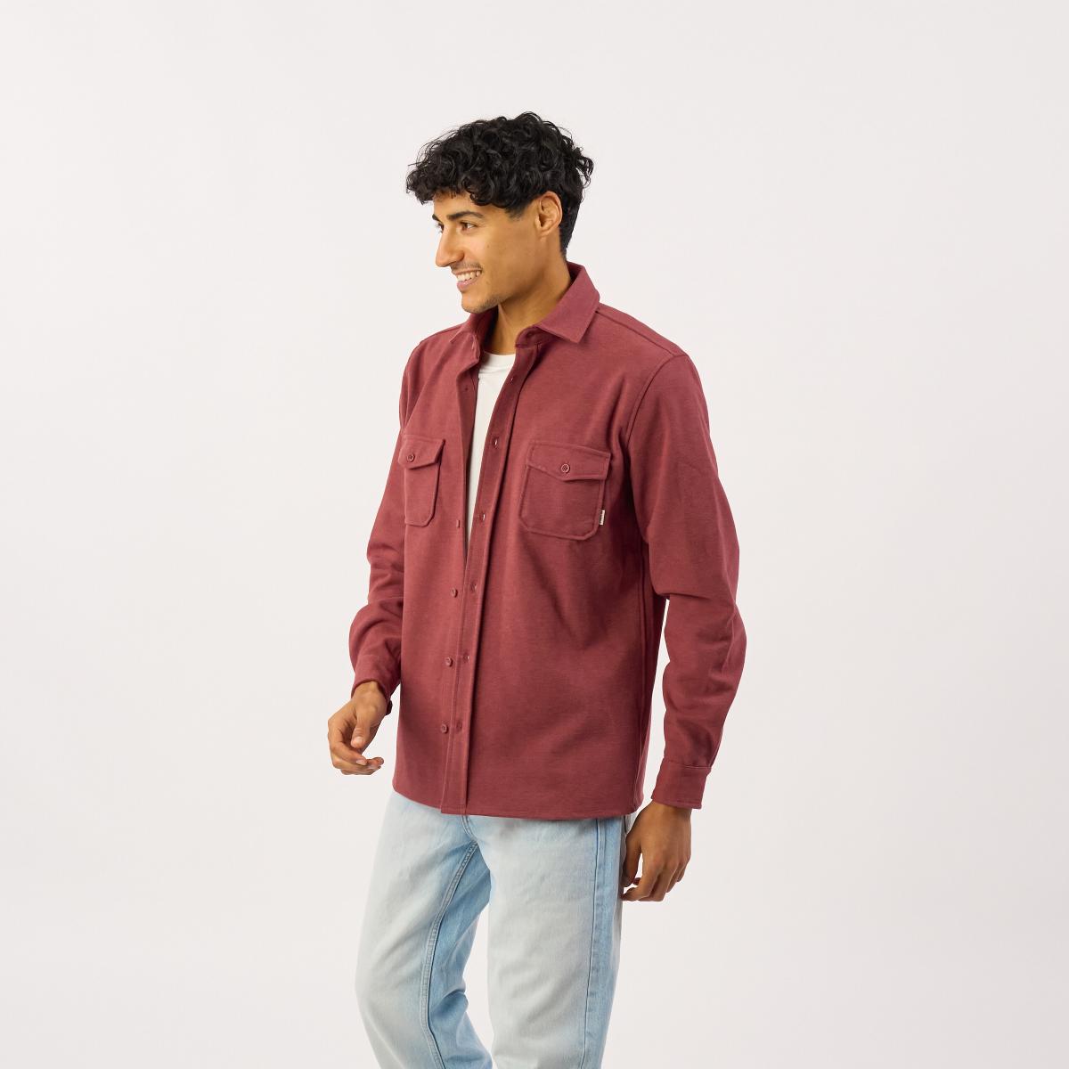 Surchemise en maille infroissable - Bordeaux - Rouge