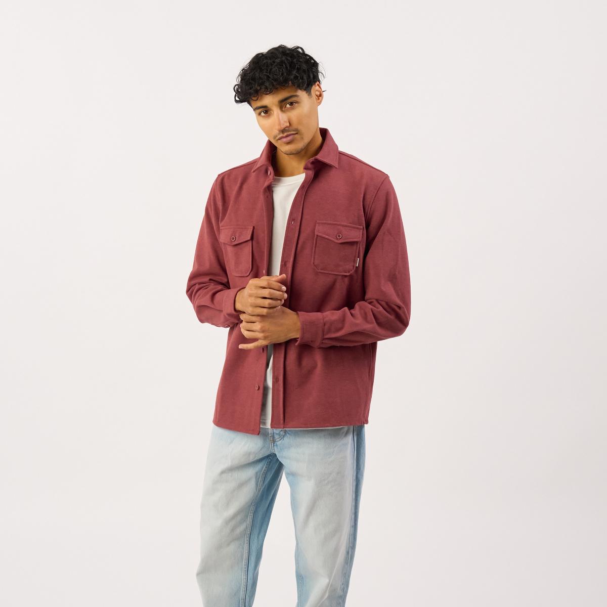Surchemise en maille infroissable - Bordeaux - Rouge