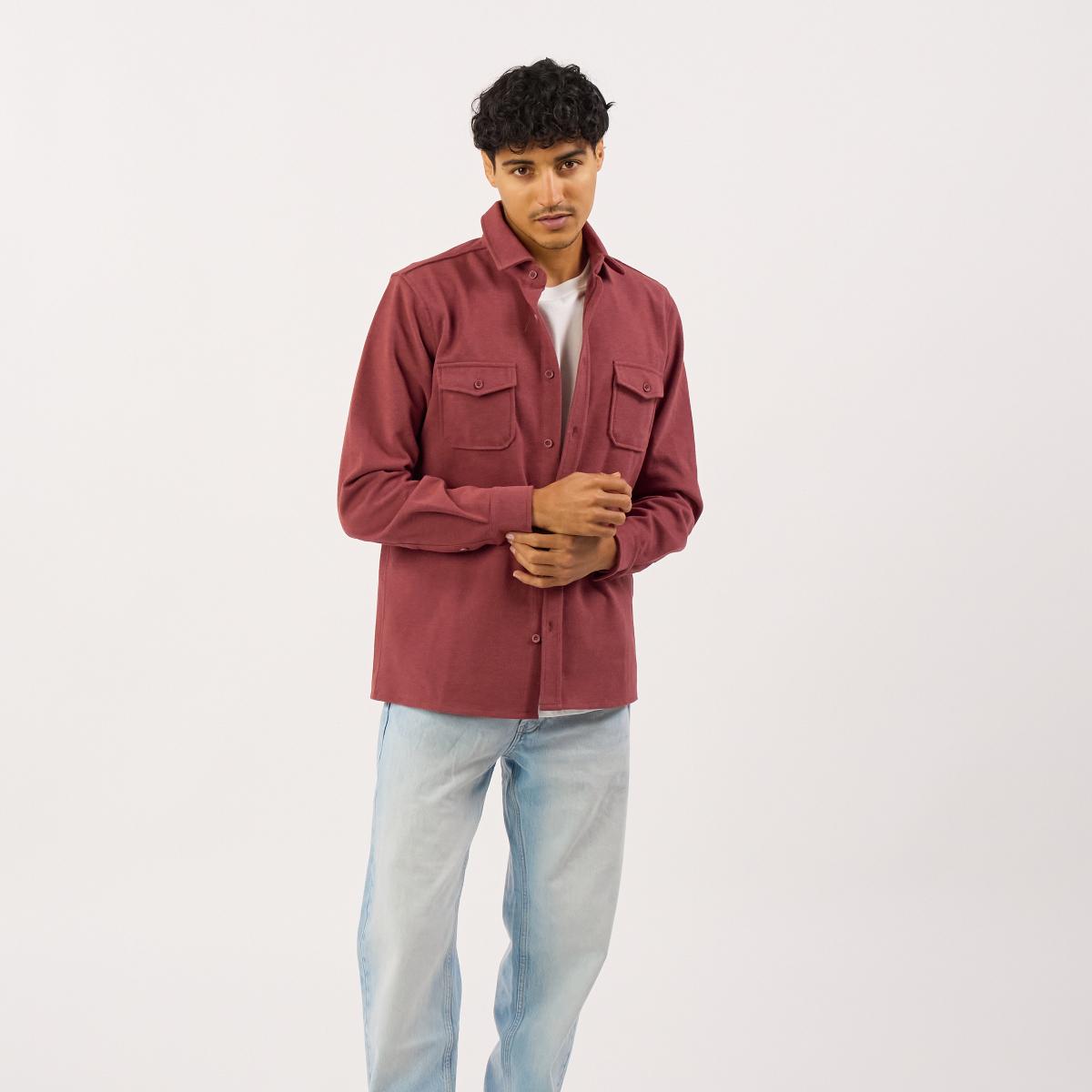 Surchemise en maille infroissable - Bordeaux - Rouge