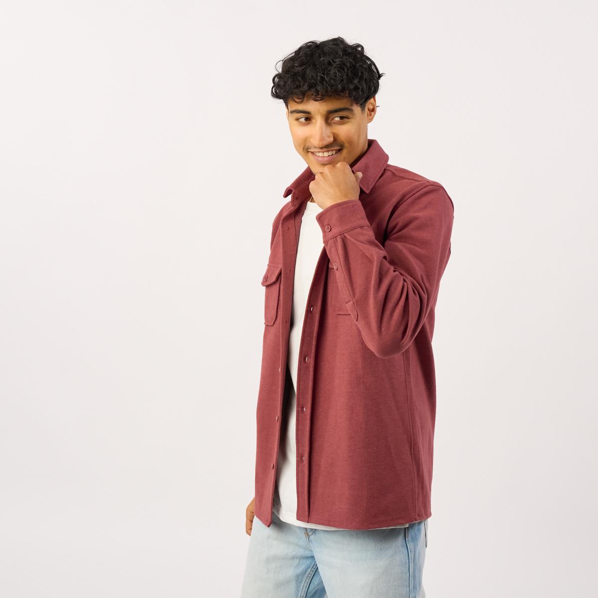 Surchemise en maille infroissable - Bordeaux - Rouge