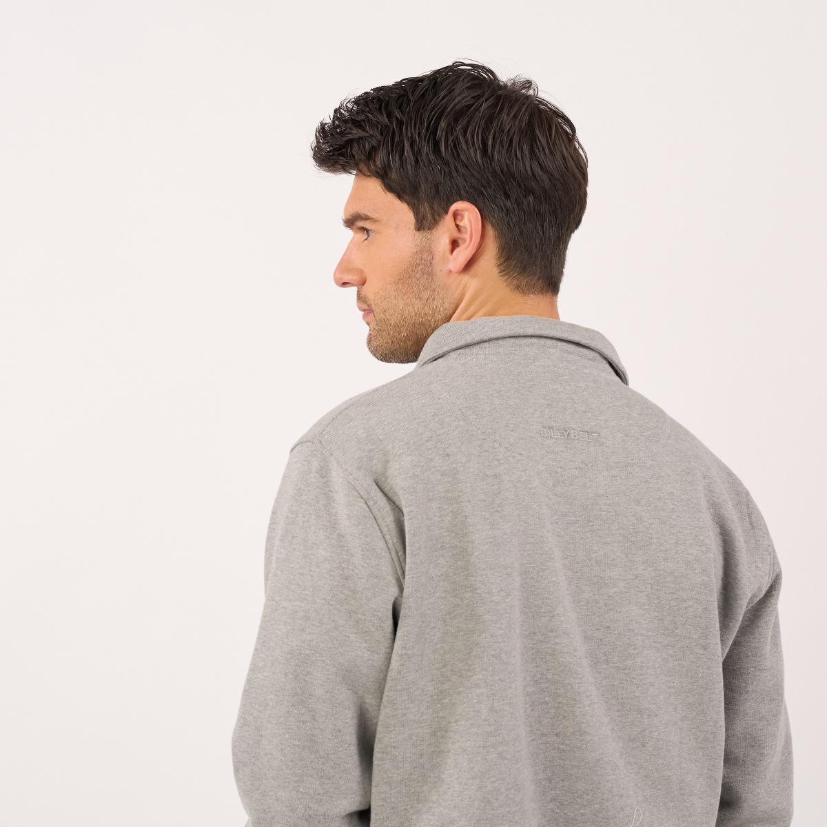 Sweat en coton bio en col zippé - Gris chiné