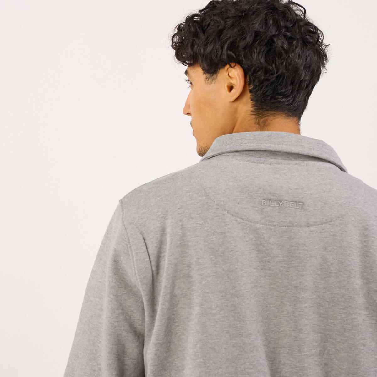Sweat en coton bio en col zippé - Gris chiné