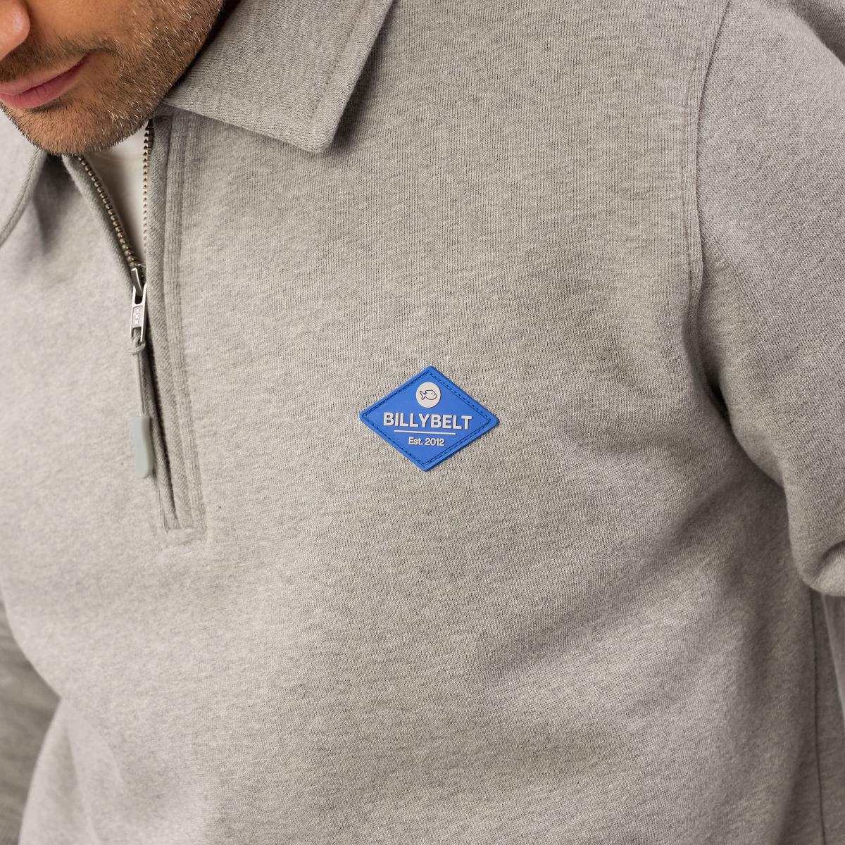 Sweat en coton bio en col zippé - Gris chiné