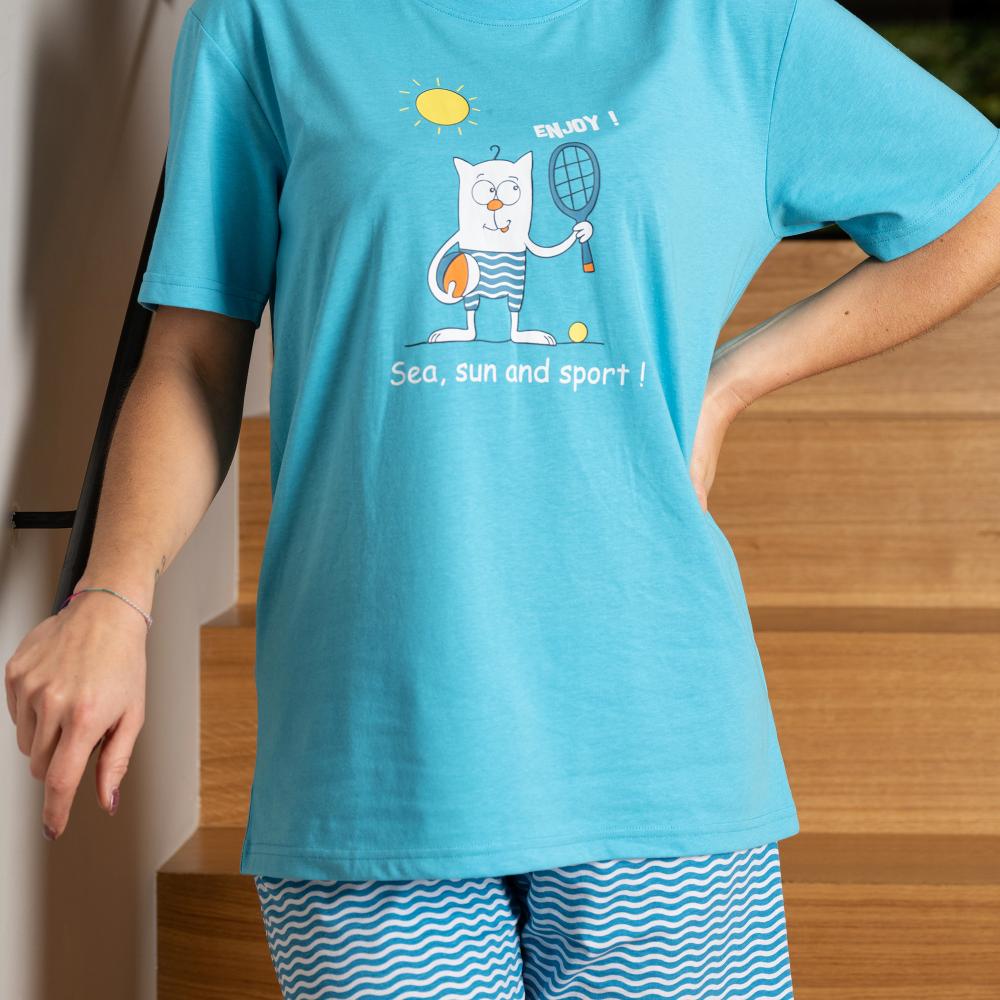 Femme - Short Pyjama - Bleu Azur