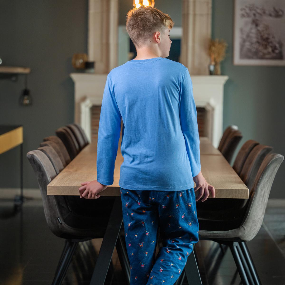 Pyjama flannelle et jersey - Kid - Blanc Et Bleu
