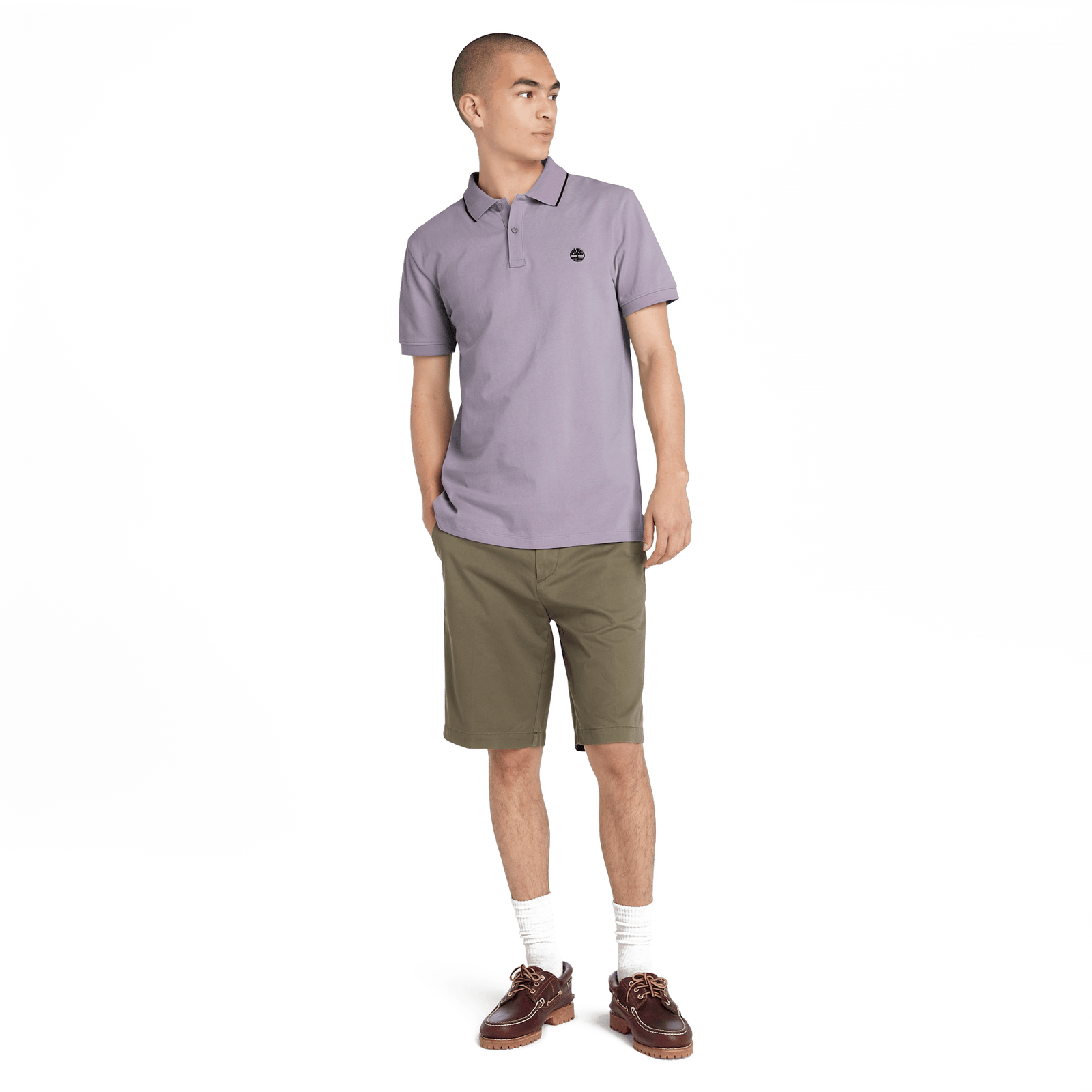 Millers River Printed Neck Short Sleeve Polo Purple Ash