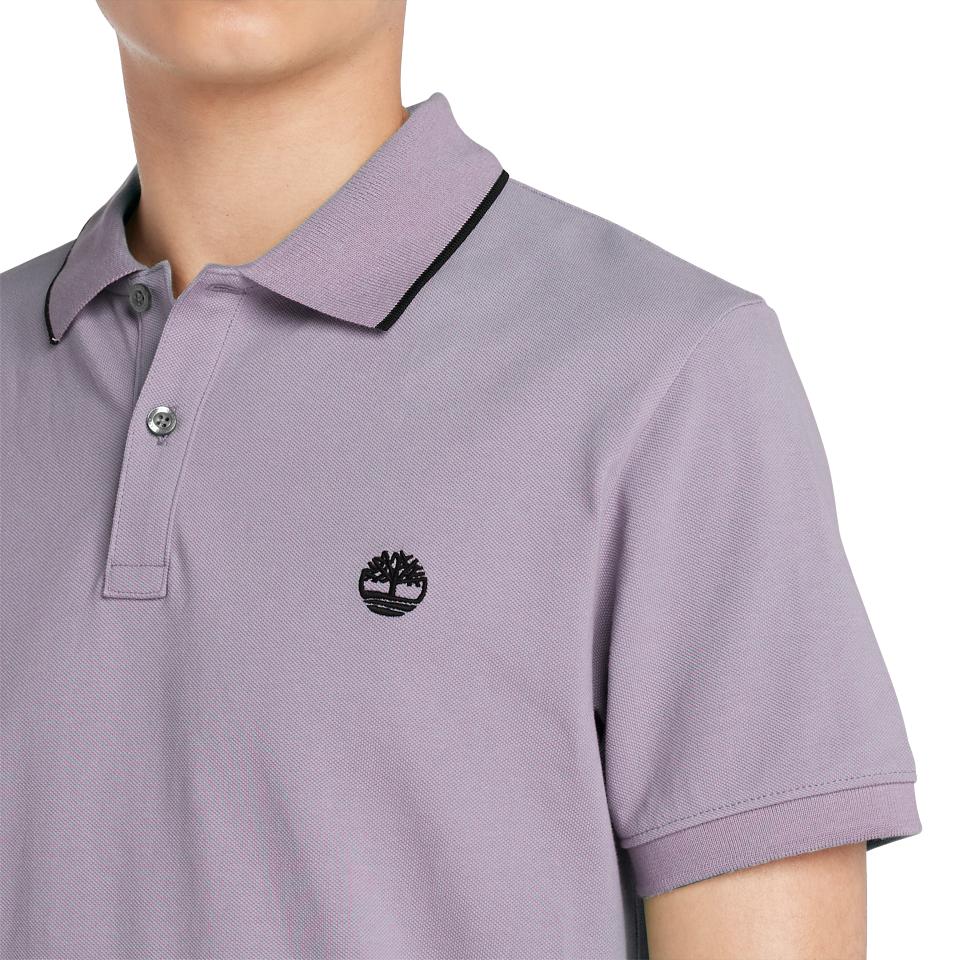 Millers River Printed Neck Short Sleeve Polo Purple Ash
