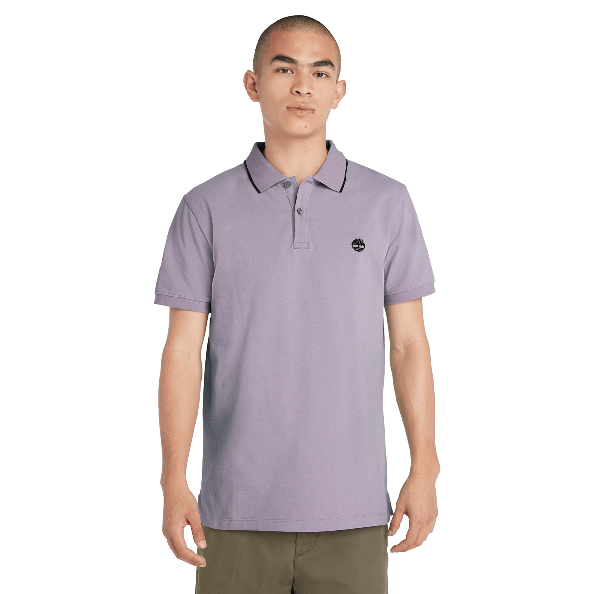Millers River Printed Neck Short Sleeve Polo Purple Ash