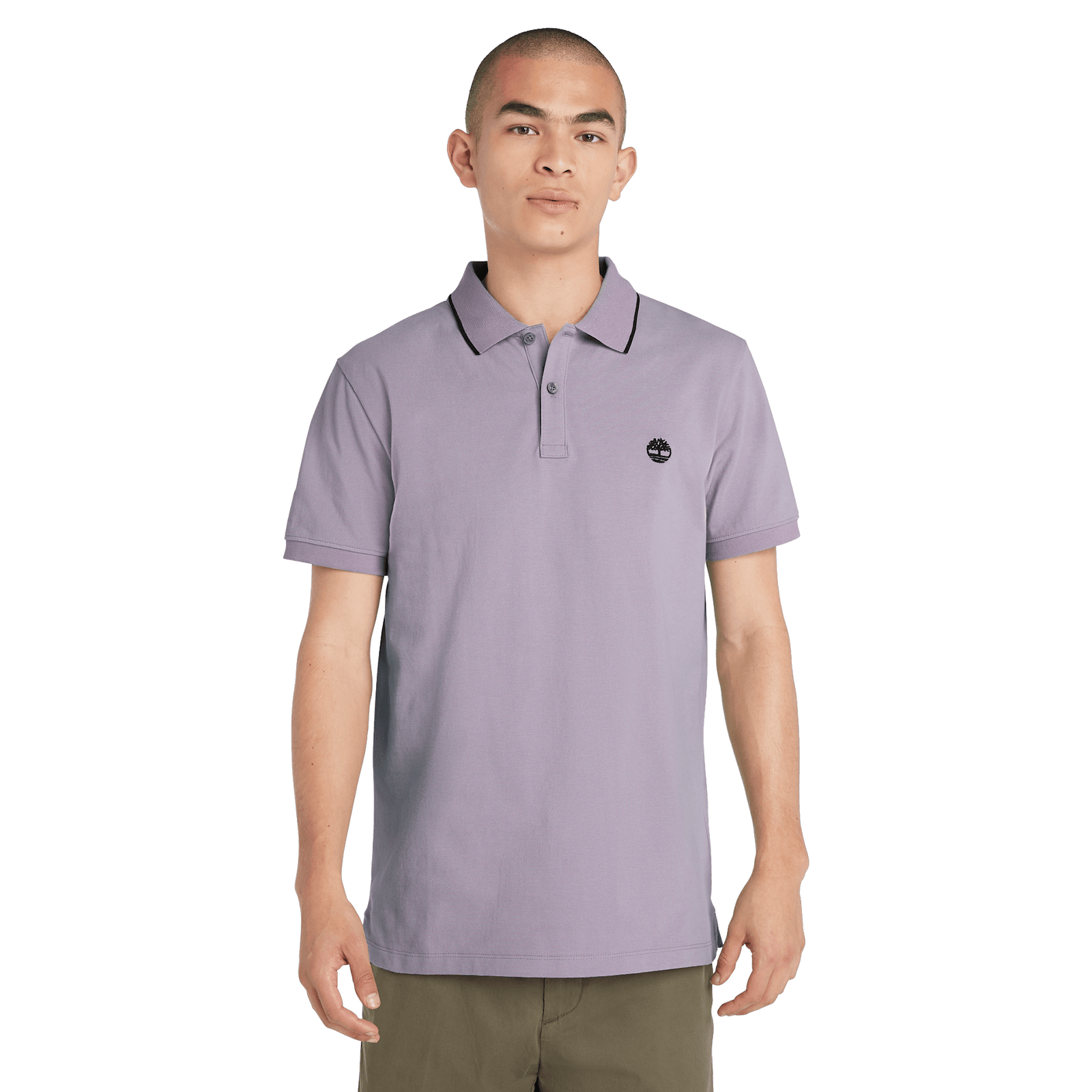 Millers River Printed Neck Short Sleeve Polo Purple Ash