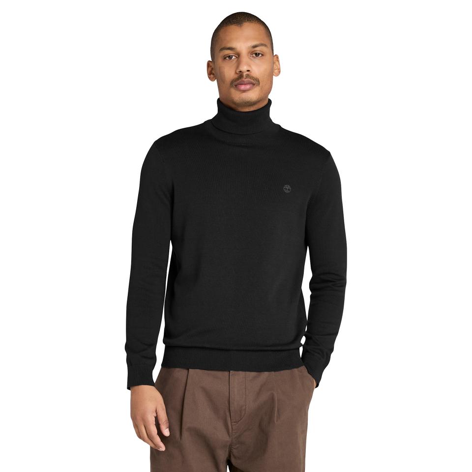 Williams River Turtle Neck Cotton Sweater Black