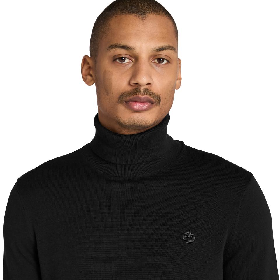 Williams River Turtle Neck Cotton Sweater Black