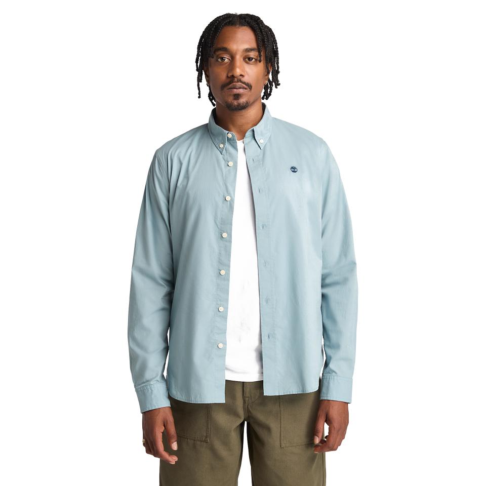 Saco River Solid Poplin Long Sleeve Shirt Citadel